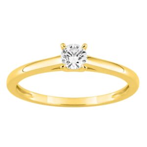 Bague or jaune, solitaire diamant synthétique 0.20 carat