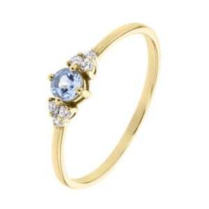 Bague or jaune, Topaze et Zirconiums