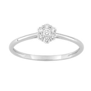 Bague or blanc, multi diamants synthétiques 0.15 CT