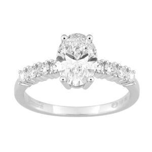 Bague or blanc et diamants synthétiques 1.82 CT