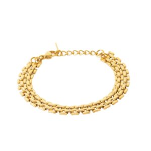 Bracelet acier doré, maille 10 mm