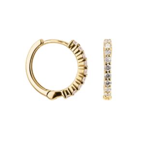 Créoles articulées Ø 10/13 mm, or jaune et diamants synthétiques 0.27 carat