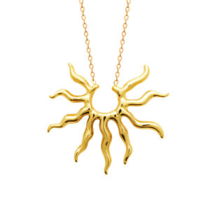 Collier acier doré, motif Soleil Ø 35 mm