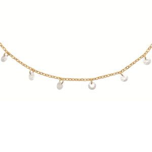 Collier plaqué or, pampilles zirconiums
