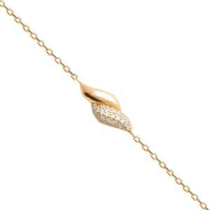 Bracelet plaqué or et pavage zirconiums "Flamme" 16 x 6 mm
