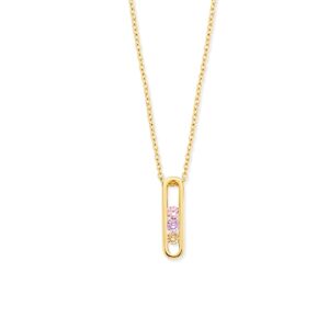 Collier argent doré, barette arrondie 17 x 4 mm, 3 oxydes teintés, Naiomy