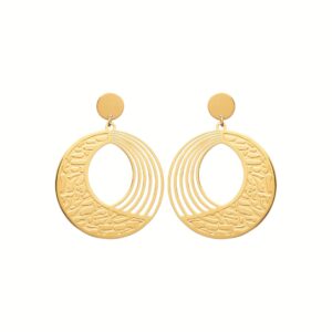 Boucles d'oreilles pendantes, acier doré ajouré, Ø 40 mm
