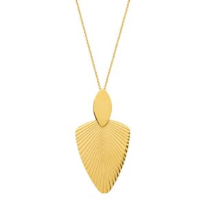 Collier acier doré, pendentif 73 x 38 mm