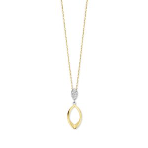 Collier bicolore, argent doré et zirconiums, Naiomy