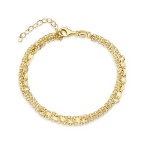 Bracelet multi rang, argent doré, Naiomy