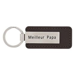 Porte Clés "Meilleur Papa", acier et cuir, Harvey Stone