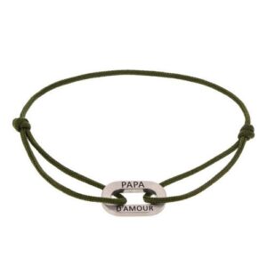 Bracelert "Papa d'amour", acier et cordon, Harvey Stone