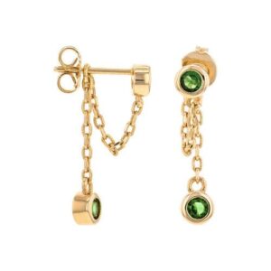 Boucles d'oreilles pendantes, plaqué or et pierres vertes - ANAMILA