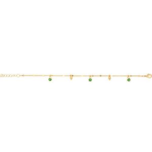 Bracelet avec pampilles, plaqué or et pierres vertes - ANAMILA