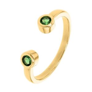 Bague ouverte, plaqué or et zirconiums verts Ø 4 mm - ANAMILA