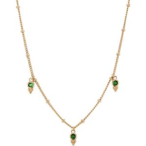 Collier pampilles, plaqué or et zirconiums verts - ANAMILA