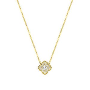 Collier or jaune, diamants synthétiques F Vs 0.18 carat, Diamanti
