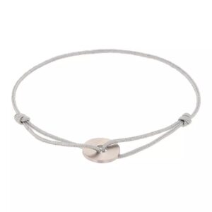 Bracelet disque acier Ø 14 mmet cordon nylon gris, Harvey Stone