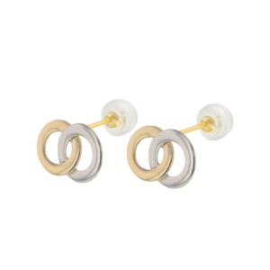Boucles d'Oreilles 2 ors, cercles entrelacés, 8 x 5 mm