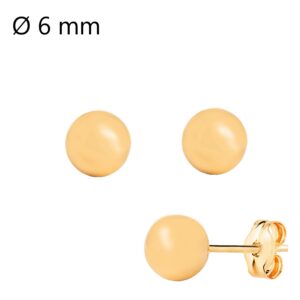 Boucles d'oreilles or jaune, boules Ø 6 mm