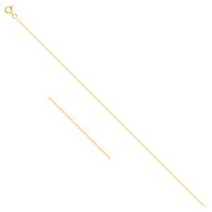 Chaine or jaune, maille forçat diamantée Ø 1 mm, 45 cm
