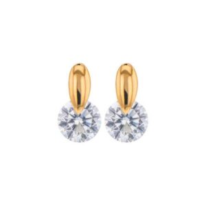 Boucles d'oreilles 7 mm, Or Jaune et zirconiums Ø 5 mm