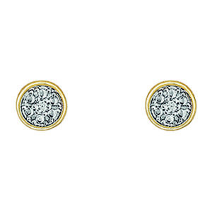 Boucles d'oreilles Or jaune et Diamants, disques Ø 3.5 mm