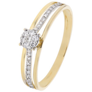 Bague Solitaire acompagné Or jaune et diamants