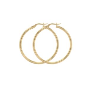 Créoles Or Jaune, Fil Rond 2 mm,  Ø 40 mm