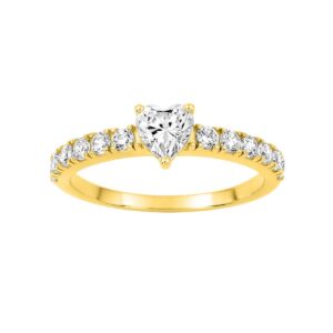 Bague plaqué or et Zirconiums, Coeur Ø 5 mm