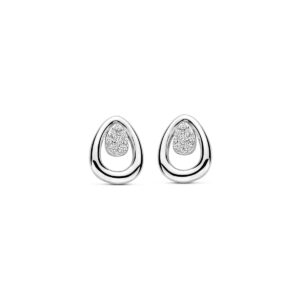Boucles d'oreilles 10 x 8 mm, argent et pavage zirconium en goutte