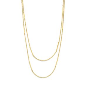Collier double chaines et barrettes 15 mm, argent doré, Naiomy