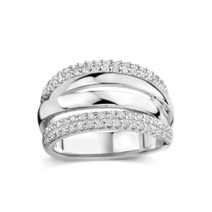 Bague argent et pavages de zirconiums, 13 mm, Naiomy