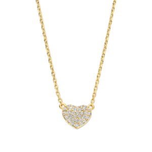 Collier argent doré, Coeur bombé 9 x 8 mm, pavé de zirconiums, Naiomy