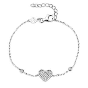 Bracelet argent et zirconiums, Coeur 10 x 10 mm, Naiomy