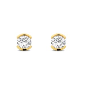 Boucles d'oreilles argent doré et zirconiums Ø 5 mm, Naiomy