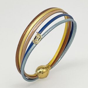 Bracelet acier doré, cuirs "Artiste" Royal Blue