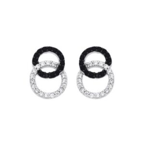 Boucles d'oreilles Double Cercles, Argent et zirconiums