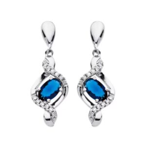 Boucles d'oreilles argent , zirconiums et verre Bleu