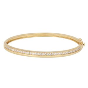 Bracelet Jonc Plaqué Or largeur 4 mm et Zirconiums
