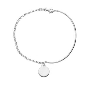 Bracelet Argent semi rigide avec Pampille à graver