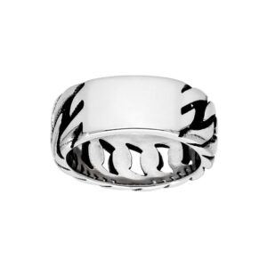 Bague Acier, maille gourmette, à personnaliser, taille 66
