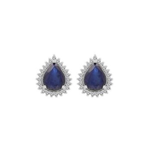 Boucles d'Oreilles Argent 10 x 8 mm, Saphirs et topazes blanches