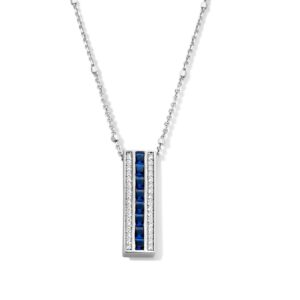 Collier barette, argent, zirconiums blancs et bleus, Naiomy