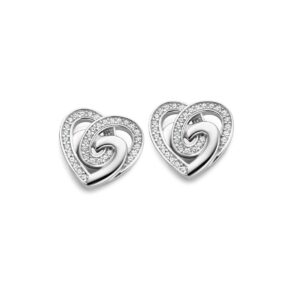 Boucles d'oreilles Coeurs entrelacés, Argent et zirconiums, Naiomy
