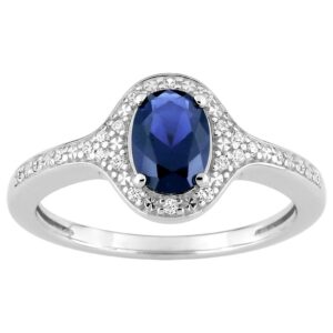 Bague Argent et  zirconiums bleu 7 x 5 mm et blancs