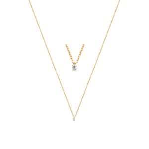 Collier plaqué or, Oxyde de zirconium 4 mm
