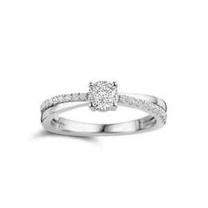 Bague solitaire Ø 6 mm accompagné, argent et zirconiums, Naiomy