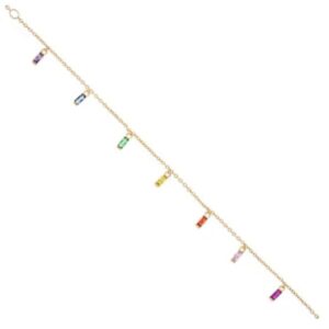 Bracelet pampilles Plaqué or et oxydes de couleurs