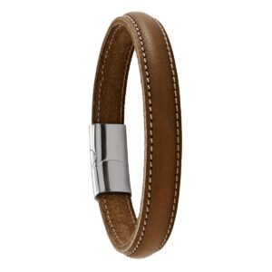 Bracelet "Lisso" cuir camel, Jourdan